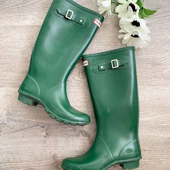Hunter Shoes - HUNTER Rainboots 7 Green Tall